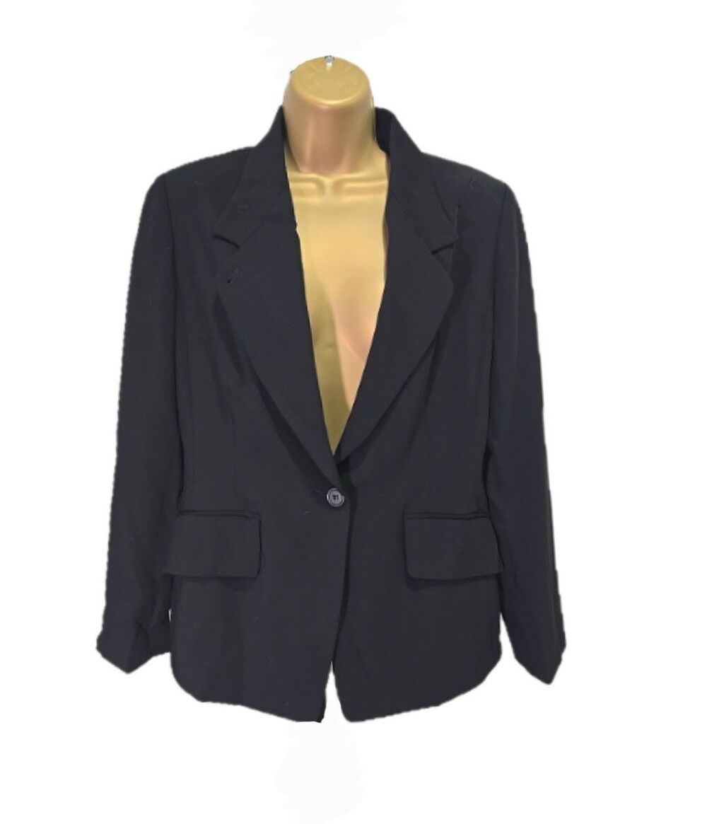 Anne Klein Black Blazer Womens 8P Professional Classic Timeless Career Tailored